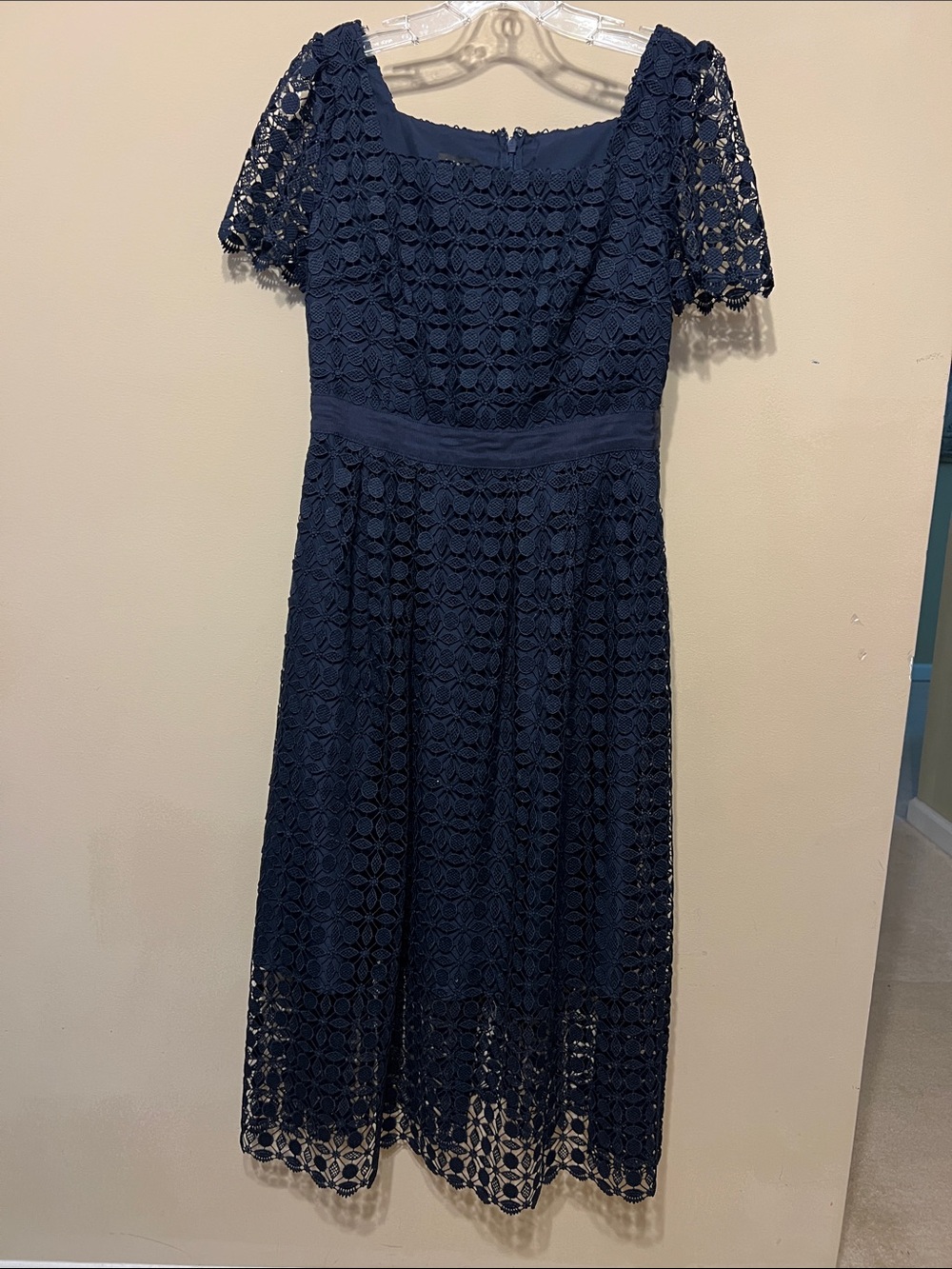 Talbots Navy Crochet Lace Midi Dress